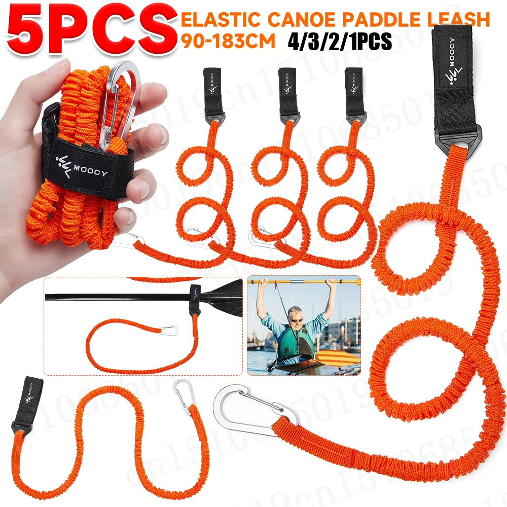 Fishing Kayak Paddle Leash - 5-1PCS ยืดหยุ่น Kayak Canoe Paddle Leash
