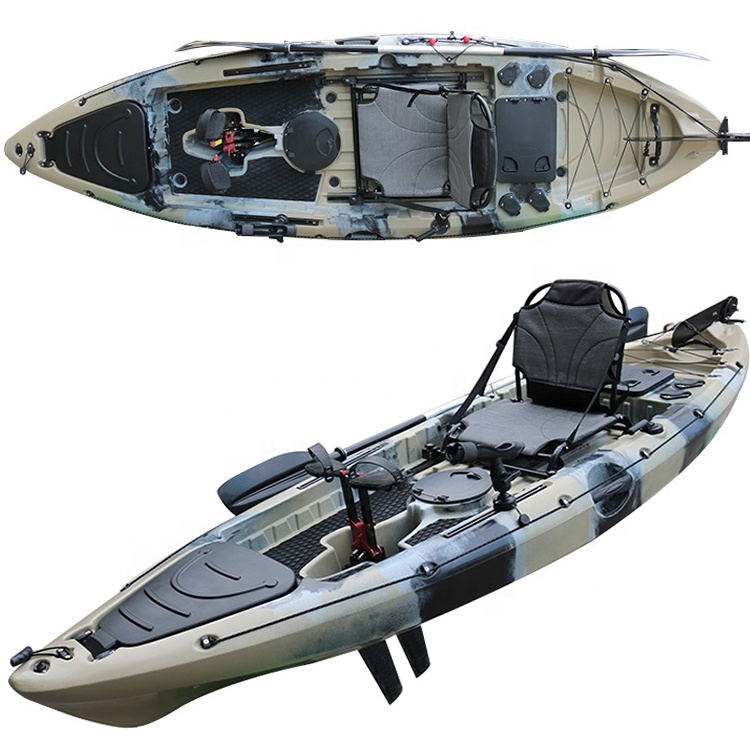 Fishing Kayak Pedal Drive - เรือคายัคพลาสติกแบบใหม่ พร้อมระบบขับเคลื่อนด้วยเท้า สำหรับตกปลาในทะเล ทะเลสาบ แม่น้ำ ความยาว
