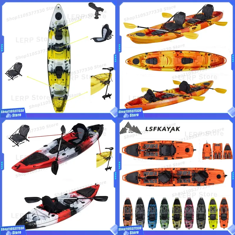 Fishing Kayak Sit In - เรือคายัคพลาสติกแข็งแบบ 2 ที่นั่ง พร้อมเบาะหลังและอุปกรณ์เสริมสำหรับมอเตอร์