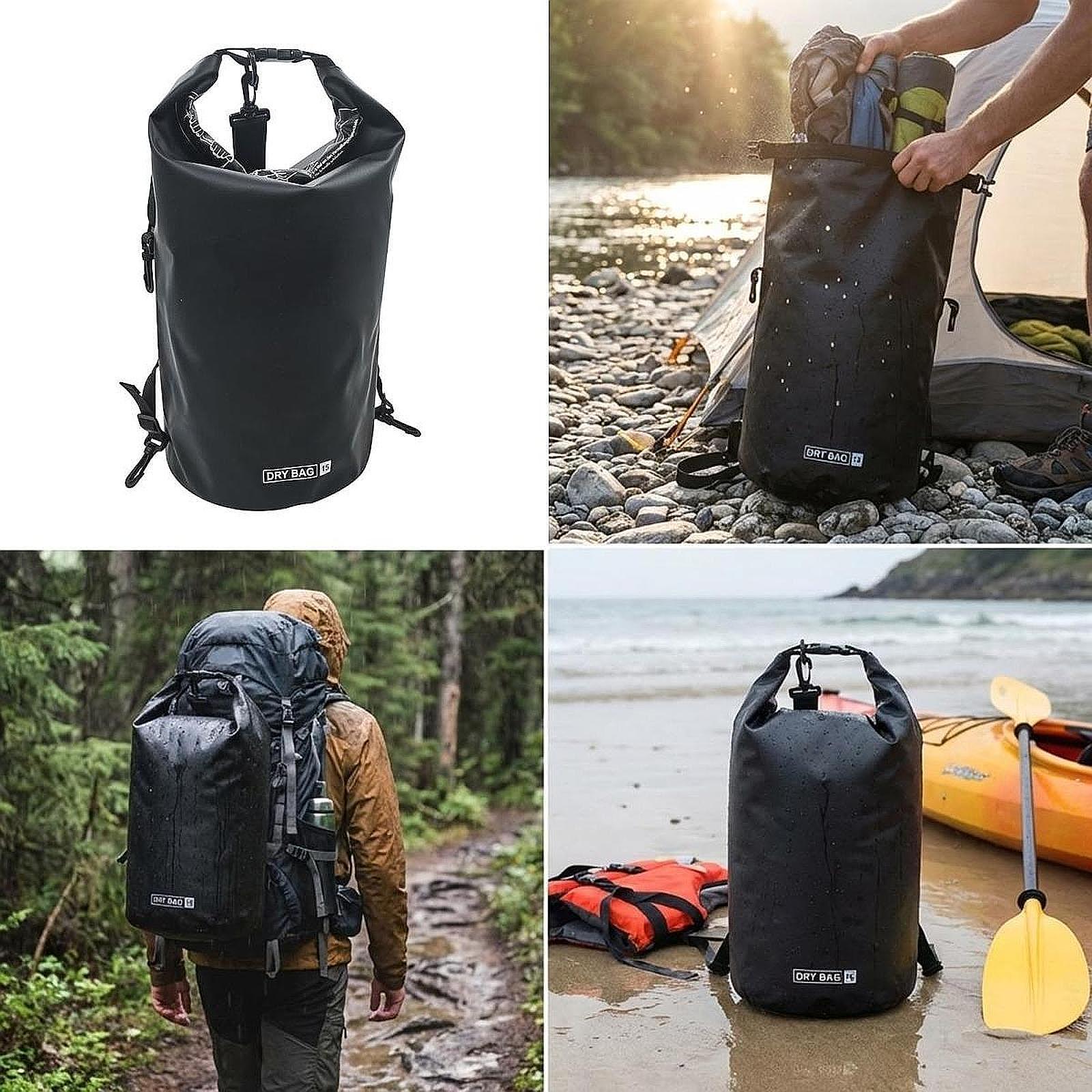 Fishing Kayak Storage Bag - กระเป๋ากันน้ำแบบแห้ง สายรัดปรับได้ ทนทาน จัดเก็บของได้เยอะ กระเป๋าอเนกประสงค์สำหรับตกปลา ว่ายน้ำ
