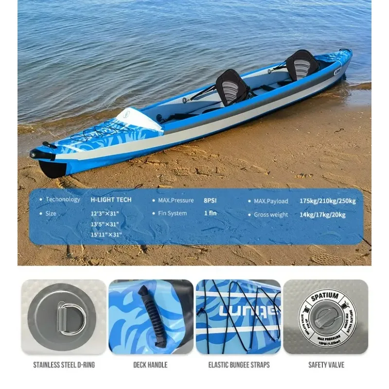 Fishing Kayak Sit In - เรือคายัคพองลมแบบพกพาพับได้รุ่นใหม่ปี 2025 ยอดนิยม ดีไซน์ทันสมัย ผลิตจากวัสดุ Drop