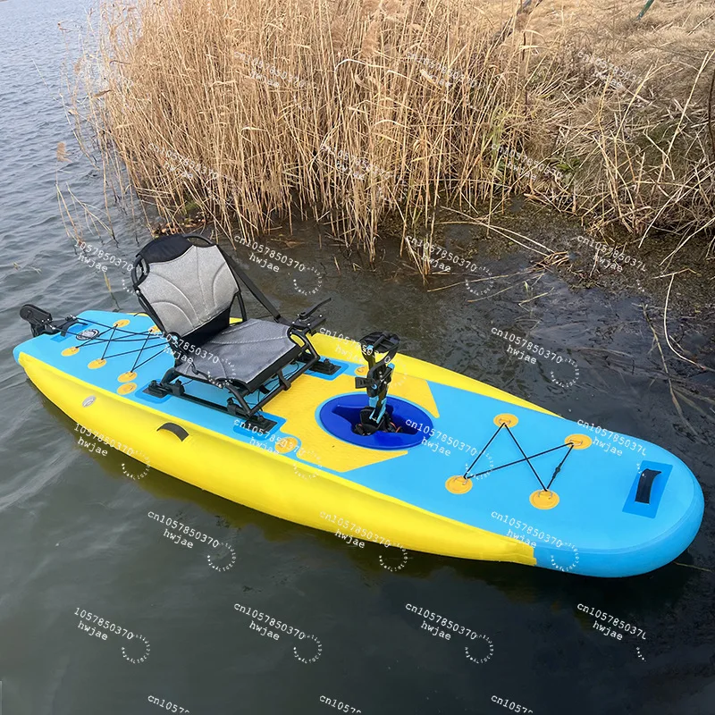 Fishing Kayak Inflatable - เรือคายัคพองลมแบบมีโลโก้สั่งทำได้ สำหรับ 1 คน เรือพายแบบสปอร์ตสำหรับผู้ใหญ่ เรือคายัคพองลมสำหรับตกปลาพร้อมที่ปั่น