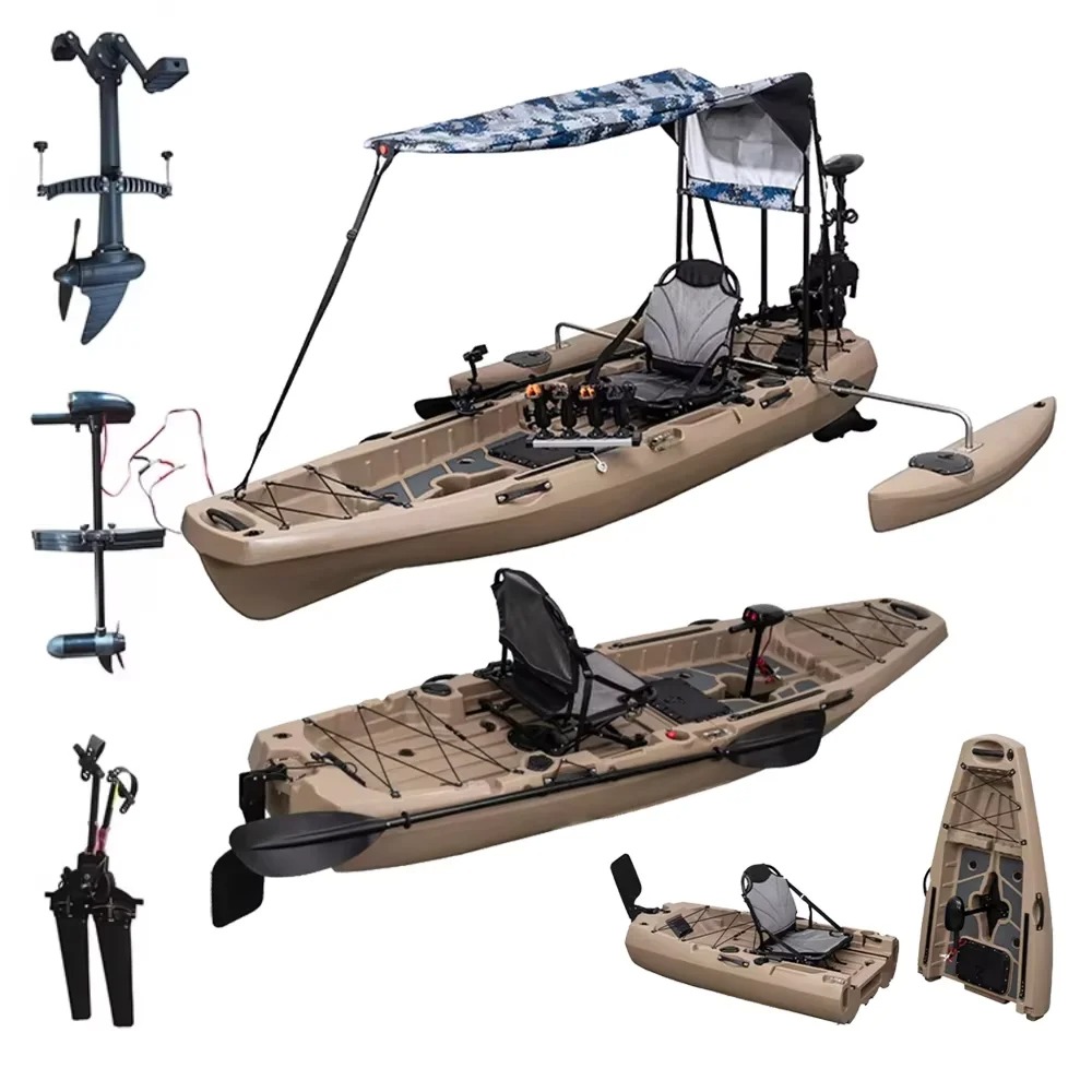 เรือคายัคแบบโมดูลาร์ LLDPE พร้ - Fishing Kayak Pedal Drive บทวิจารณ์และราคา