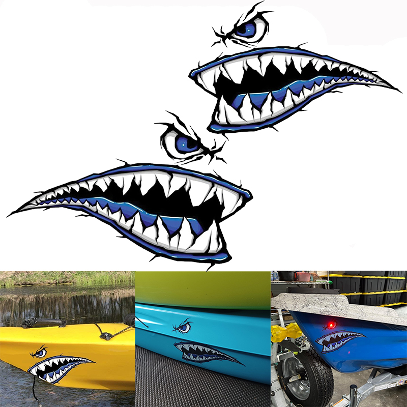 2PCS ฟันฉลามปากเรือสติกเกอร์กั - Fishing Kayak Sit On Top บทวิจารณ์และราคา